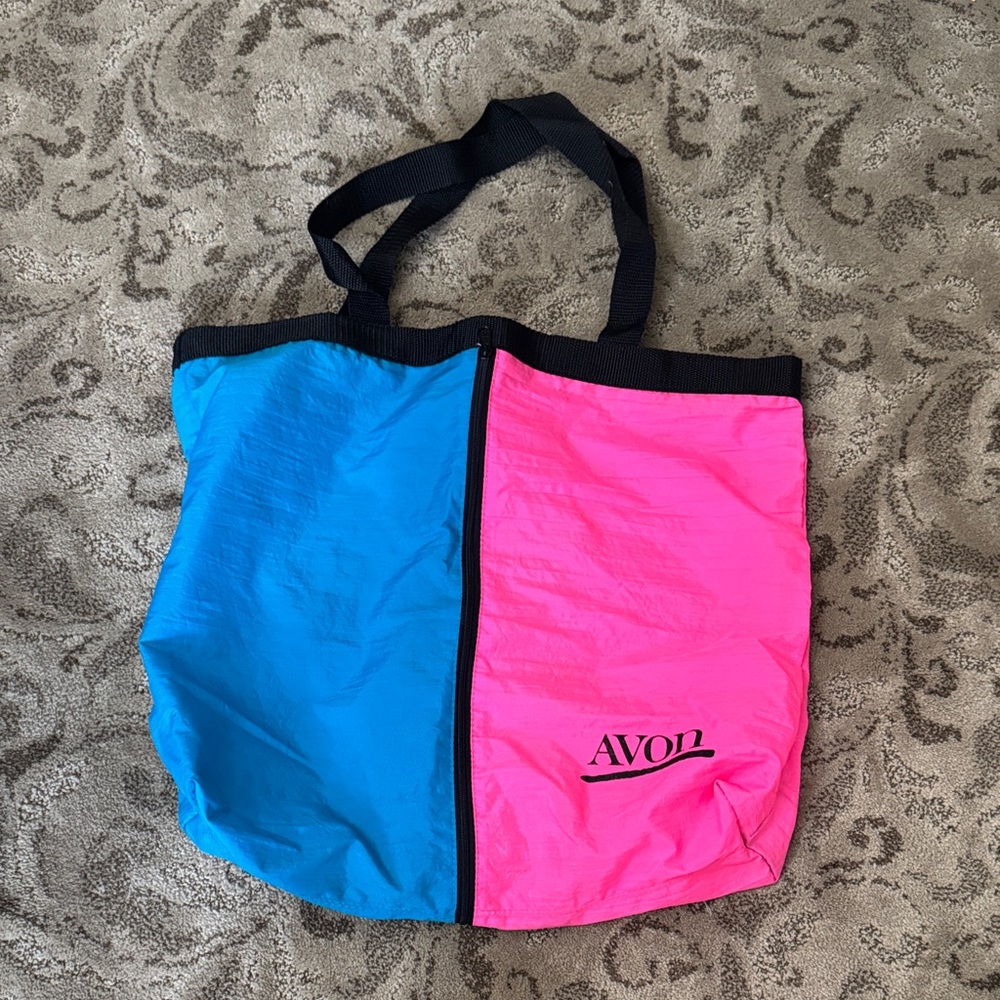 Avon vintage Vibrant Pink and Blue Tote